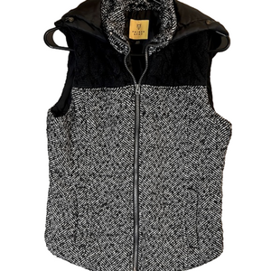 Prince & Fox Black Tweed Vest Wool Hooded Size Medium Outdoor Skating